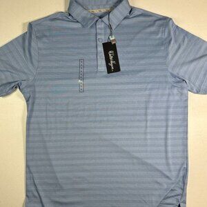 Walter Hagen Polo Shirt Mens Extra Large Blue Stripe Performance Stretch 11 Golf
